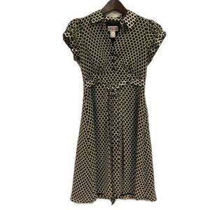 Robbie Bee Black Polka Dot Cap Sleeve Dress Pleated Skirt With Belt Petite 4